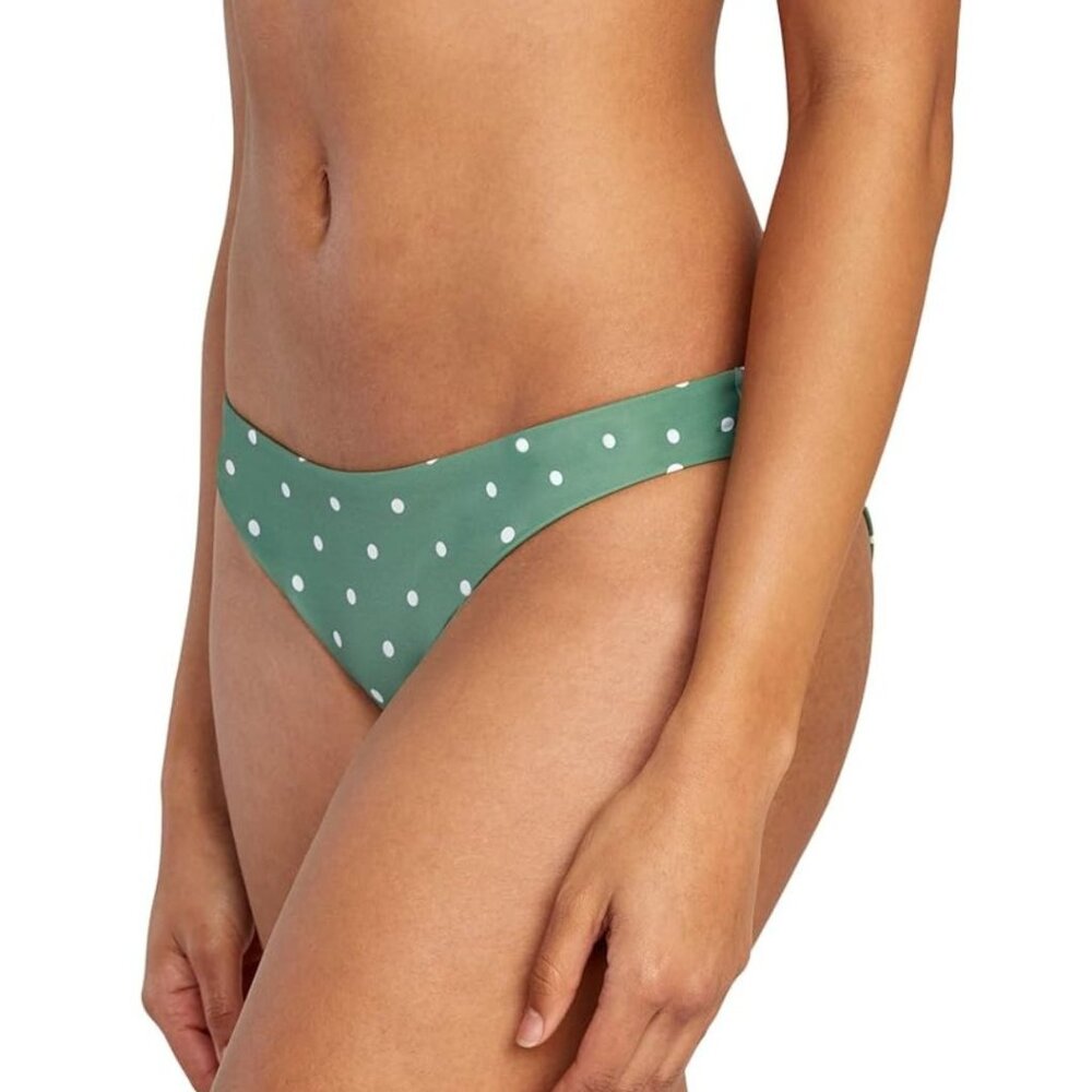 NWOT RVCA Swimsuit Bikini Cheeky Low Rise Hipster Bottom Green Polka Dot